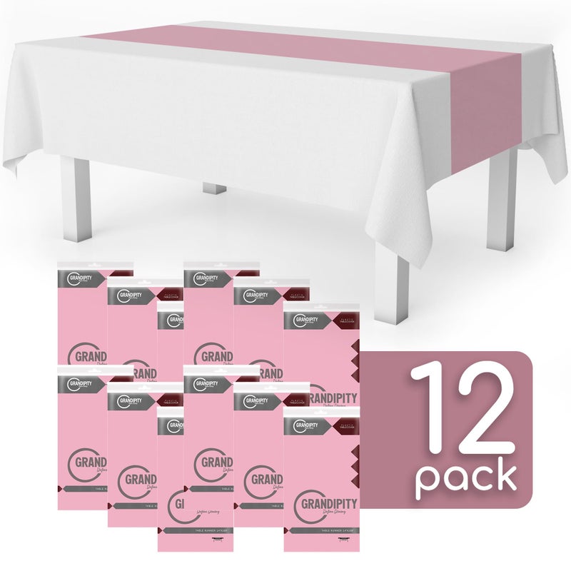 Grandipity Pink 12 Pack Premium Disposable Plastic Table Runner 14 x 108 Inch. Table Runner for Dinner Parties & Events by Grandipity - Image 2